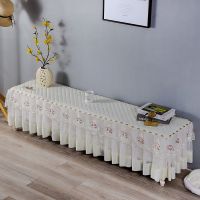 电视罩55电视柜寸布艺蕾丝罩欧式电视柜台长方形布桌布罩|米色小鹿美人纱裙 电视罩47寸【宽115高70厘米】