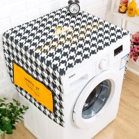 北欧大理石现代简约冰箱罩防尘防晒滚筒洗衣机盖布防水床头柜盖巾|千鸟格 65X180双开门冰箱专用