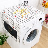 北欧大理石现代简约冰箱罩防尘防晒滚筒洗衣机盖布防水床头柜盖巾|黑格红点 55X140CM(升级防水)