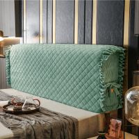 木床软包欧式全包床头套皮布艺万能保护套弹力加厚床头罩套|A-水晶绒床头罩--草绿 2.1米床头罩