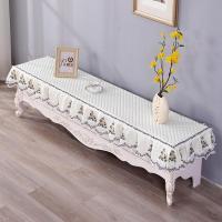 鞋柜定做布艺蕾丝新款电视柜欧式盖巾桌布长方形简约茶几垫|素色主义-白色电视柜罩 40*160cm(四面边)