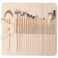 粉底眼影套装腮红彩妆工具/18/不掉毛12刷子全套24支化妆|24支米白色+PU包