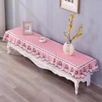 鞋柜定做布艺蕾丝新款电视柜欧式盖巾桌布长方形简约茶几垫|素色主义-粉红色电视柜罩 45*160cm(四面边)