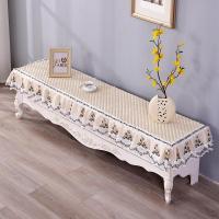 鞋柜定做布艺蕾丝新款电视柜欧式盖巾桌布长方形简约茶几垫|素色主义-米白色电视柜罩 40*240cm(四面边)