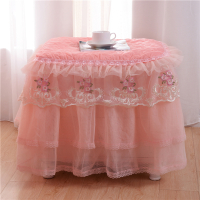 公主风床头柜罩蕾丝加厚卧室刺绣全包盖布巾床头柜套夹棉|梦巴黎玉色 45*60床头柜可用