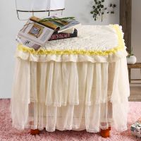 公主风床头柜罩蕾丝加厚卧室刺绣全包盖布巾床头柜套夹棉|喜见米色 45*50床头柜可用