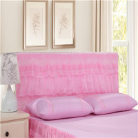 床头套田园大红韩式公主布艺蕾丝欧式皮床床头罩单件|美满家园粉 床头套2.2米高55