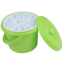 多功能塑料水桶美术画画便携洗笔桶水粉水彩颜料洗笔桶调色盘|多功能绿色水桶