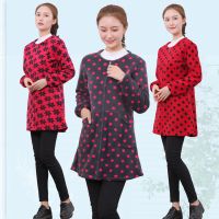 新品保暖耐脏加厚羽绒服罩衣女成人家居服秋冬韩版修身长袖围裙