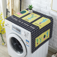 滚筒洗衣机罩洗衣机套罩帘通用防水防晒北欧遮阳布盖巾盖布|黑格黄兜 微波炉100*35cm