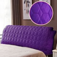 半圆形床靠背加厚弧形套布艺皮床床头罩床头|深紫水晶绒 1.5米