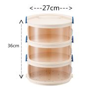 剩菜食物罩神器多层加热防苍蝇防尘菜罩子保温保鲜餐桌罩家用盖菜|蓝色把手 盖子1个+底座5个[加厚升级款]