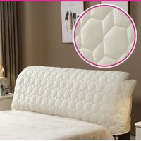 半圆形床靠背加厚弧形套布艺皮床床头罩床头|米白水晶绒 0.9米