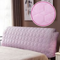 半圆形床靠背加厚弧形套布艺皮床床头罩床头|浅粉水晶绒 1.6米