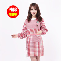 韩版时尚围裙长袖纯棉厨房做饭罩衣男女士大人防水防油反穿衣带袖