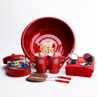 喜盆女方嫁妆洗脸盆子一对用品新娘陪嫁结婚脸盆娘家红盆套装