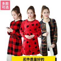 新款法兰绒羽绒服围裙罩衣成人加绒加厚女冬季时尚大人外套长袖