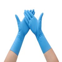纹眉培手套餐饮防护一次性丁腈乳胶食品橡胶劳保染发纹绣家务美容|12寸蓝色 L大号/100只