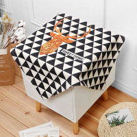 电视机冰箱万能盖巾微波炉罩布艺小桌布多用棉麻床头柜盖布|白色撒金三角鹿 100x100cm