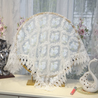 化妆台镜子盖布镜面遮挡欧式梳妆台蕾丝防尘梳妆镜小罩子镜子盖巾|欧根纱265兰 欧式款镜子盖布(110*110CM方)