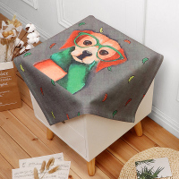 电视机冰箱万能盖巾微波炉罩布艺小桌布多用棉麻床头柜盖布|卡其色油画狗 60x60cm