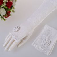 防晒手套女夏冰丝袖薄长款袖套手臂套袖子骑车开车手套|FSL9500白色