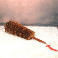 诚信鸡毛掸子家用扫灰可伸缩不掉毛车用加厚墙壁纸除尘掸鸡毛扫|实木手柄红棕色加密下翻