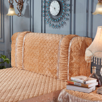 床头罩布艺保护套规则欧式床头套防撞席梦思凹凸夹棉加厚绒|维也纳卡其色床头罩 220x70cm