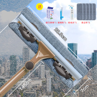 清洁工具擦玻璃神器高楼窗户刮洗器地刮双面搽刷家用伸缩杆|[标准款]咖色送玻璃水+配布+窗槽刷+魔力擦