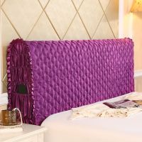 定做水晶绒夹1.8床头罩软包欧式靠背套棉加棉加厚m床头套|紫色-丝质-侧面松紧 2.0m-全包-适用厚8cm以上