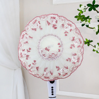 电扇罩全包式落地式艺外罩盖风扇套子圆形家用布电风扇罩子|加棉牡丹刺绣皮红