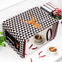 防水防油套格兰仕美的布艺子烤箱卡通盖布微波炉罩棉麻盖巾|白色撒金三角鹿 35CM*95CM