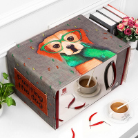 防水防油套格兰仕美的布艺子烤箱卡通盖布微波炉罩棉麻盖巾|卡其色油画狗 35CM*95CM