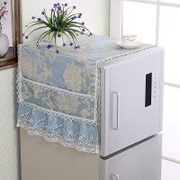 欧式冰箱多用盖巾开门冰箱罩盖布冰箱洗衣机套万能巾对双单|爱心桃蓝 单开冰箱巾/洗衣机:侧50*135