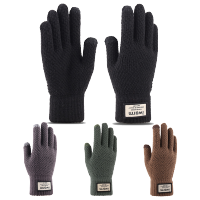 冬季保暖针织手套男加绒加厚触屏纺羊绒毛线手套户外骑行防寒手套