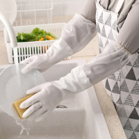 透白加绒洗碗手套秋冬防滑耐用家务手套 多功能刷碗洗衣清洁乳胶手套橡胶手套