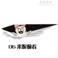 汽车贴纸3D立体车贴 机器猫大白偷看遮挡划痕前后保险杠后窗车身 米妮