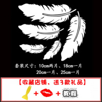 汽车贴纸划痕遮挡车身贴车头前保险杠遮盖拉花改装饰搞笑创意个性 巧克力色羽毛5片白色