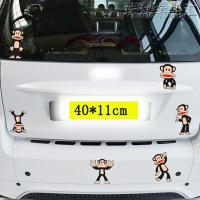 汽车KT猫车贴车车窗可爱车身装饰卡通贴纸划痕遮挡防水创意个性 大嘴猴体操组合