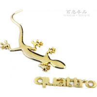 汽车贴纸 3d立体贴金属壁虎排量车标改装sport尾标rs标志个性装饰 大号壁虎金色