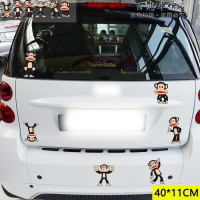 汽车贴纸后挡风玻璃车窗3d立体贴遮挡划痕保险杠车身创意个性搞笑 玫红色大嘴猴体操组合