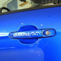 汽车把手贴纸 WRC个性反光防水遮挡刮痕划痕TRD拉手车贴装饰贴 MARINE白4个