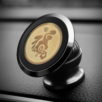 车载手机支架磁铁强力吸盘式仪表台磁吸粘贴自吸磁性汽车用导航架 亮黑浮雕(福)