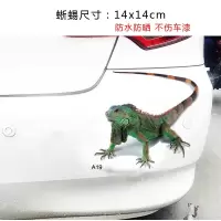 汽车贴纸3d立体划痕遮挡后尾贴花创意羽毛蝴蝶改装饰遮盖个性车贴 浅灰色蜥蜴