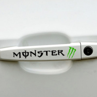 汽车把手贴纸装饰车外拉手贴卡通划痕贴英文字母个性创意车贴 鬼爪黑+绿[四片]