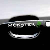 汽车把手贴纸装饰车外拉手贴卡通划痕贴英文字母个性创意车贴 鬼爪白色[四片]