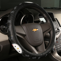 可爱卡通个性少女士女生粉色红色汽车夏季把套四季通用型方向盘套 KT猫经典黑圆形(留言车型)