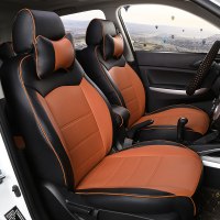 19款新桑塔纳浩纳英朗凯越科沃兹科鲁兹轩逸专用仿皮汽车座套全包 黑加棕全包(留言车型)