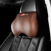 适用于奥迪A3A4LA6LQ3Q5A5A7内饰汽车头枕记忆棉车用腰靠垫护颈枕 马鞍棕[头枕一个]
