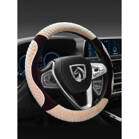 方向盘套宝骏310w 510 560 730把套毛毛冬季毛绒保护套四季通用型 格子压条米